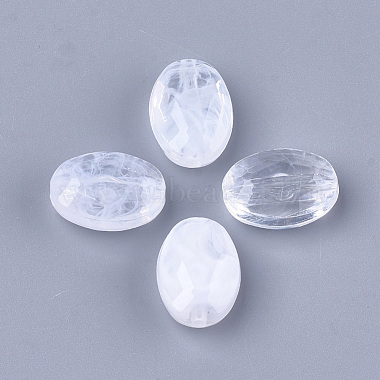 18mm White Oval Acrylic Beads