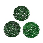 Natural Myanmar Jade Dyed Multi-Strand Links, Carved Disc, Green, 32.5~33.5x2.5mm, Hole: 1~1.2mm(G-Z162-17A)