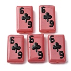 Baking Paint Glass Enamel Beads, Hand Painted Beads, Playing Card, Cerise, 24.5~25x14.5~15x7.5~8.5mm, Hole: 1.6~1.8mm(LAMP-Q045-07A)
