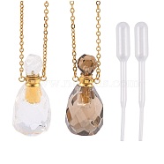 Natural Gemstone Perfume Bottle Pendant Necklaces, with Stainless Steel Cable Chain and Plastic Dropper, Bottle, Golden, 20.3 inch(51.7cm), Bottle Capacity: 0.15~0.3ml(0.005~0.01 fl. oz)(NJEW-F251-11G)
