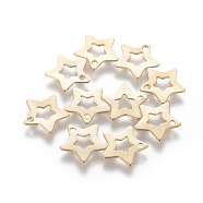 201 Stainless Steel Charms, Star, Golden, 9.5x10x0.5mm, Hole: 1mm(STAS-L233-054G)