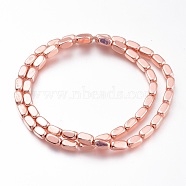 Non-magnetic Synthetic Hematite Beads Strands, Galvanic Plating(Color Retention for 1 Year), Rose Gold Plated, 8x4x4mm, Hole: 1mm, about 50pcs/strand, 15.75 inch(40cm)(G-A181-A01RG)