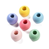 Wood European Beads, Round, Mixed Color, 24.5x19.5mm, Hole: 10.5mm(WOOD-M015-03)