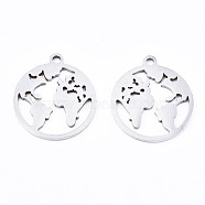 201 Stainless Steel Pendants, Laser Cut, Earth, Stainless Steel Color, 17x15x1mm, Hole: 1.4mm(STAS-T044-196P)