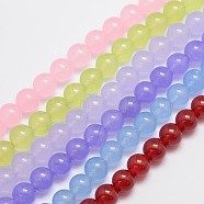 Natural & Dyed Malaysia Jade Bead Strands, Round, Mixed Color, 14mm, Hole: 1.0mm, about 27pcs/strand, 15 inch(G-A146-14mm-A)