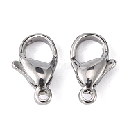 304 Stainless Steel Lobster Claw Clasps, Parrot Trigger Clasps, Stainless Steel Color, 12x7x3.5mm, Hole: 1.5mm(STAS-M262-01-12mm)