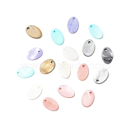 Natural Freshwater Shell Charms, Dyed, Flat Oval, Mixed Color, 14x9.5x1.5mm, Hole: 1.2mm(SHEL-M002-03)