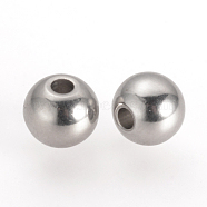 201 Stainless Steel Spacer Beads, Round, Stainless Steel Color, 6x5mm, Hole: 1.5mm(STAS-Q210-80)