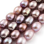 Natural Cultured Freshwater Pearl Beads Strands, Grade 5A, Oval, Royal Blue, 8~9mm, Hole: 0.6mm, about 19pcs/strand, 7.48''(19cm)(PEAR-P062-17C)