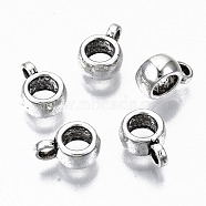 Tibetan Style Tube Bails, Loop Bails, Bail Beads, Cadmium Free & Lead Free, Rondelle, Antique Silver, 9x6x3.5mm, Hole: 1.8mm, about 2700pcs/1000g(TIBE-N011-042AS-RS)