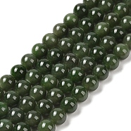 Natural Canada Jade Beads Strands, Round, 8mm, Hole: 1mm, about 49pcs/strand, 15.16 inch(38.5cm)(G-NH0001-G01-02)