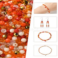 Mixed Styles Glass Beads, Faceted, Round, Orange, 4x4mm,Hole:0.70mm, about 500 pcs/set(GLAA-YWC0004-01F)