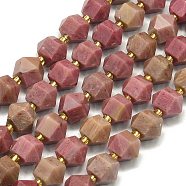 Natural Rhodonite Beads Strands, Faceted, Octagonal, 9~10.5x9~10.5x7.5~8.5mm, Hole: 1mm, about 36~40pcs/strand, 15.35~15.55 inch(39~39.5cm)(G-I376-A32-01)