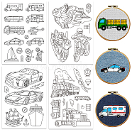 4 Sheets 11.6x8.2 Inch Stick and Stitch Embroidery Patterns, Non-woven Fabrics Water Soluble Embroidery Stabilizers, Vehicle, 297x210mmm(DIY-WH0455-198)