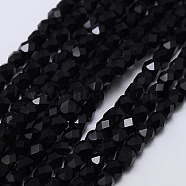 Glass Bead Strands, Faceted, Oval, Black, 3mm, Hole: 1mm, about 150pcs/strand, 13.8 inch(X-EGLA-J041-3mm-02)