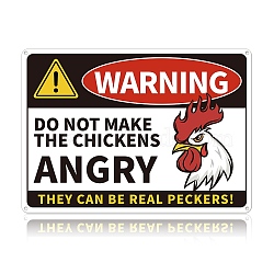 UV Protected & Waterproof Aluminum Warning Signs, WARNING DO NOT MAKE THE CHICKENS ANGRY THEY CAN BE REAL PECKERS, Red, 250x350mm(AJEW-WH0111-H10)