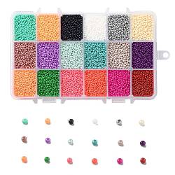450G 18 Colors 12/0 Grade A Round Glass Seed Beads, Baking Paint, Mixed Color, 2.3x1.5mm, Hole: 1mm, 25g/color, about 48000pcs/box(SEED-JP0012-09-2mm)