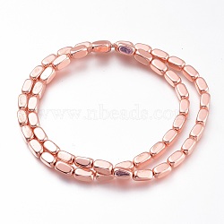 Non-magnetic Synthetic Hematite Beads Strands, Galvanic Plating(Color Retention for 1 Year), Rose Gold Plated, 8x4x4mm, Hole: 1mm, about 50pcs/strand, 15.75 inch(40cm)(G-A181-A01RG)