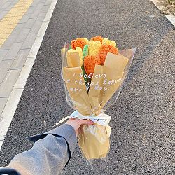 DIY Tulip Bouquet Display Decoration Knitting Starter Kit, Flower Bouquet Set for Beginners, Handmade Gift for Teacher Girlfriend, Orange, 38x5cm(PW23032912304)