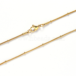 Vacuum Plating 304 Stainless Steel Round Snake Chain Necklace, with Rondelle Beads and Lobster Claw Clasp, Golden, 19.68 inch(50cm)x1.2mm(NJEW-S420-009B-G)