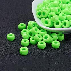 Opaque Acrylic European Beads, Barrel, Green, 9x6mm, Hole: 4mm; about 1900pcs/500g(PL338-8)