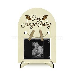 Arch Shape Wood Announcement Picture Frame Stand, for First Time Moms Baby Sonogram Frames, Wing, 180x125x4mm, Hole: 10mm(DJEW-WH0070-010)