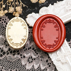 Oval Flower Frame Brass Stamp Heads, for Wax Seal Stamp, Wedding Invitations Making, Golden, 28x19x13.5mm, Inner Diameter: 7.5mm(AJEW-M037-07G-02)