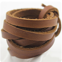 Flat Leather Jewelry Cord, Jewelry DIY Making Material, Saddle Brown, 5x2mm, about 5m/pc(WL-WH0008-01B-01)