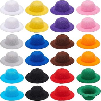 24Pcs 12 Colors Flannelette Doll Hat, Craft Hat, for Doll Making Supplies, Mixed Color, 58x21mm, 2pcs/color, 12 Color, 24pcs/bag