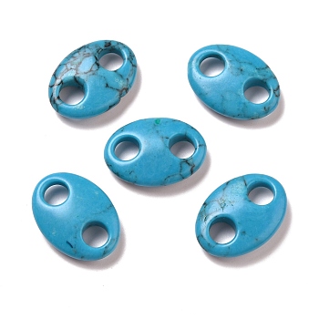 Synthetic Turquoise Connector Charms, Pig Nose, 25x18x6.5mm, Hole: 6mm