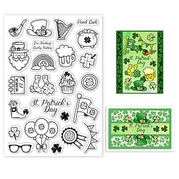PVC Plastic Stamps, for DIY Scrapbooking, Photo Album Decorative, Cards Making, Stamp Sheets, Film Frame, Saint Patrick's Day Themed Pattern, 16x11x0.3cm