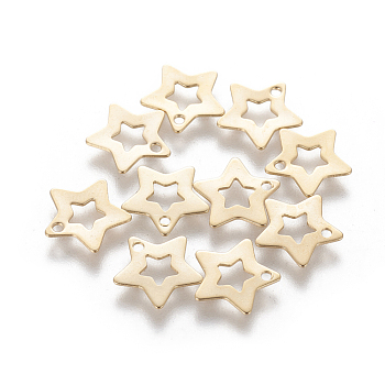 201 Stainless Steel Charms, Star, Golden, 9.5x10x0.5mm, Hole: 1mm