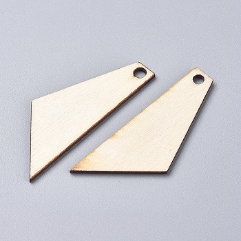 Unfinished Blank Natural Poplar Wood Pendants, Laser Cut Wood Shapes, Undyed, Polygon, BurlyWood, 49x18.5x1.5mm, Hole: 3mm