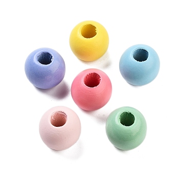 Wood European Beads, Round, Mixed Color, 24.5x19.5mm, Hole: 10.5mm