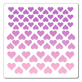 PET Plastic Drawing Painting Stencils Templates, Square, Creamy White, Heart Pattern, 30x30cm