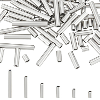 72Pcs 6 Style 304 Stainless Steel Tube Beads, Stainless Steel Color, 4~25x3mm, Hole: 2mm, 12pcs/style