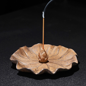 Lotus Ceramics Incense Burners, Incense Holders, Home Office Teahouse Zen Buddhist Supplies, Camel, 110x35mm