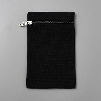 Canvas Cloth Organizer Bags, Rectangle, with Zipper, Black, 20x12.5x0.25cm