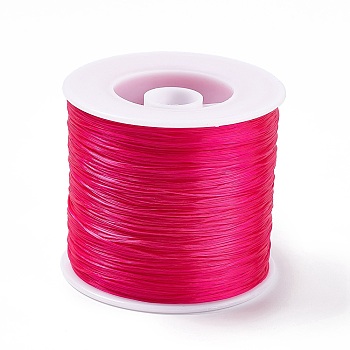 400M Flat Elastic Crystal String, Elastic Beading Thread, for Stretch Bracelet Making, Deep Pink, 0.2mm, 1mm wide, about 446.81 Yards(400m)/Roll