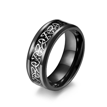 Titanium Steel Triquetra/Trinity Knot Finger Rings for Men Women, Black, US Size 12 1/4(21.5mm)