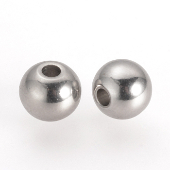 201 Stainless Steel Spacer Beads, Round, Stainless Steel Color, 6x5mm, Hole: 1.5mm