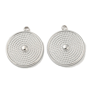 Non-Tarnish 304 Stainless Steel Pendants, Flat Round Charm, Stainless Steel Color, 18x15x2.5mm, Hole: 1.5mm