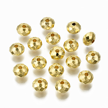 CCB Plastic Beads, Faceted, Rondelle, Golden, 6x4.5mm, Hole: 1.4mm , about 6500pcs/500g