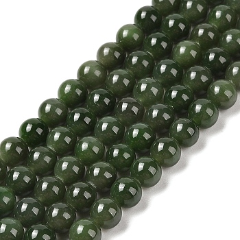 Natural Canada Jade Beads Strands, Round, 8mm, Hole: 1mm, about 49pcs/strand, 15.16 inch(38.5cm)