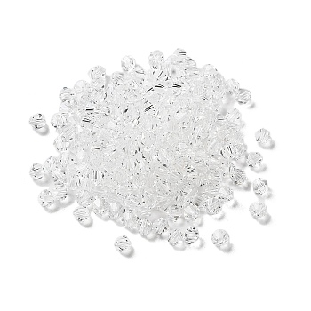 Transparent Glass Beads, Bicone, Clear, 4x4x3.5mm, Hole: 1mm, 720pcs/bag
