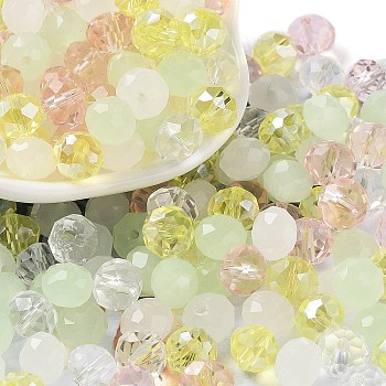 Glass Beads, Faceted, Rondelle, Champagne Yellow, 8x6mm, Hole: 1mm, about 1210pcs/500g