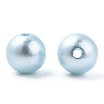 Spray Painted ABS Plastic Imitation Pearl Beads, Round, Light Cyan, 10x9.5mm, Hole: 2mm, about 1040 pcs/500g
