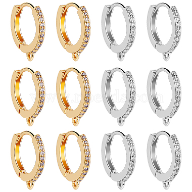 Platinum & Golden Brass+Cubic Zirconia Hoop Earring Findings
