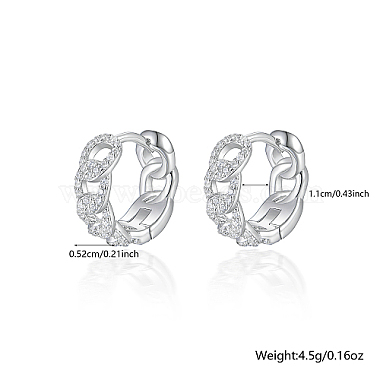 Boucles d'oreilles créoles en argent sterling plaqué rhodium 925 avec micro pavé de zircones cubiques(KY3398-2)-2