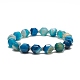 Dyed Natural Agate Beaded Stretch Bracelet with Brass Rhinestone Spacer(BJEW-JB09177)-1